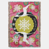 Deer Stippen en Snowflake Orbs Holiday Throw Deken (Voorkant Verticaal)