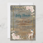 Deer String Lights, Baby shower hout Kaart (Voorkant)