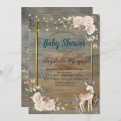 Deer String Lights, Baby shower hout Kaart (Voorkant / Achterkant)