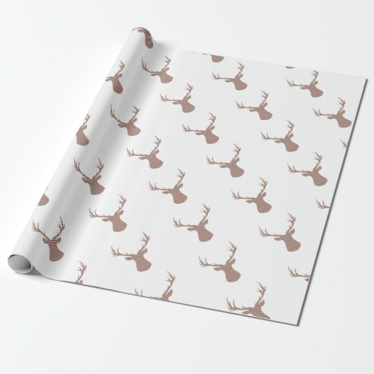 Deer - strips - bruin en wit. cadeaupapier (Uitgerold)