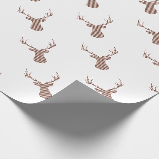 Deer - strips - bruin en wit. cadeaupapier (Hoek)