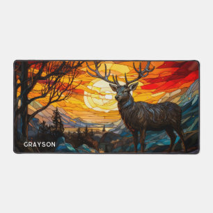 Deer Sunset Woodland Mountains Gepersonaliseerde n Bureaumat