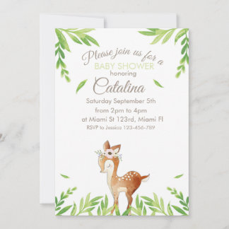 Deer Theme Baby Shower Invitation Kaart