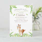 Deer Theme Baby Shower Invitation Kaart (Staand voorkant)