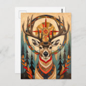 Deer Totem – Graceful Art Deco Spirit Briefkaart (Voorkant / Achterkant)