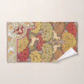 Deer &Tree Squirrel Bird Rowan Berries Art Nouveau Bad Handdoek (Handdoek)