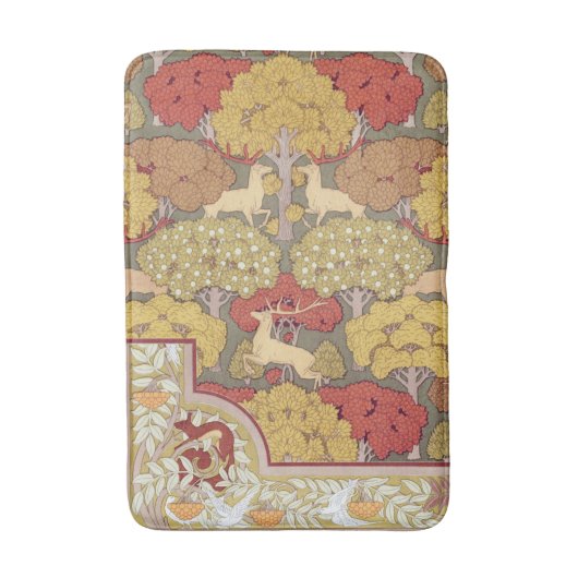 Deer &Tree Squirrel Bird Rowan Berries Art Nouveau Badmat (Voorkant Verticaal)