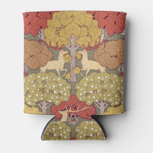 Deer &Tree Squirrel Bird Rowan Berries Art Nouveau Blikjeskoeler (Voorkant)