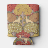 Deer &Tree Squirrel Bird Rowan Berries Art Nouveau Blikjeskoeler (Achterkant)