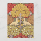 Deer &Tree Squirrel Bird Rowan Berries Art Nouveau Briefkaart (Voorkant)