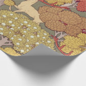 Deer &Tree Squirrel Bird Rowan Berries Art Nouveau Cadeaupapier (Hoek)