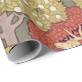 Deer &Tree Squirrel Bird Rowan Berries Art Nouveau Cadeaupapier (Rol Hoek)