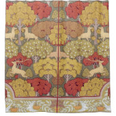 Deer &Tree Squirrel Bird Rowan Berries Art Nouveau Douchegordijn (Voorkant)