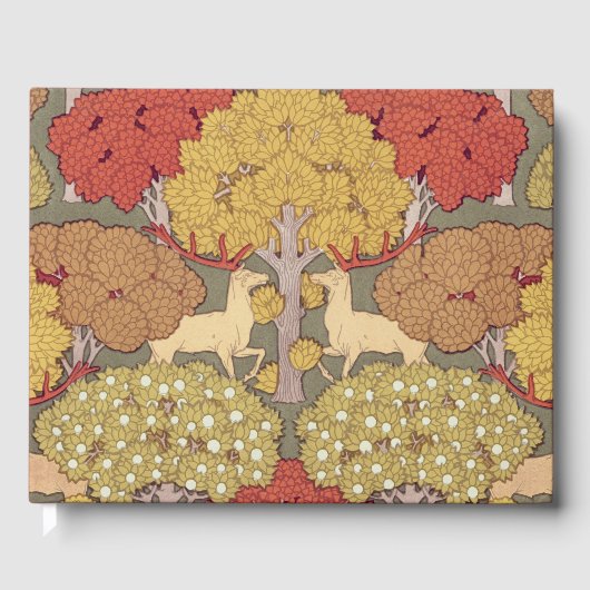Deer &Tree Squirrel Bird Rowan Berries Art Nouveau Gastenboek (Voorkant)