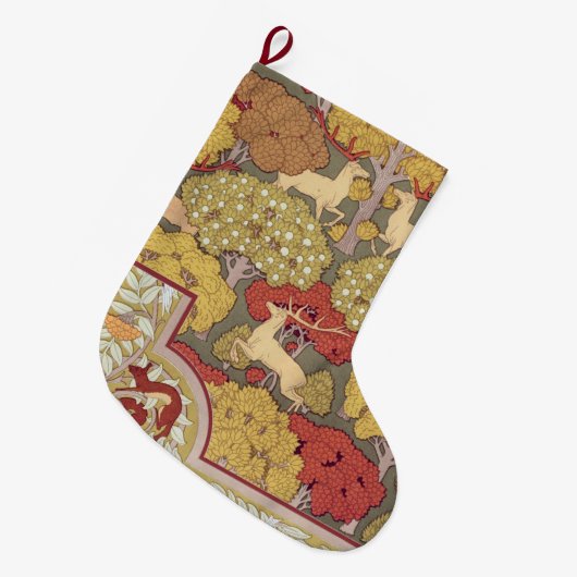 Deer &Tree Squirrel Bird Rowan Berries Art Nouveau Grote Kerstsok (Voorkant (Hangend))