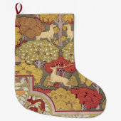 Deer &Tree Squirrel Bird Rowan Berries Art Nouveau Grote Kerstsok (Voorkant)