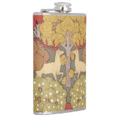 Deer &Tree Squirrel Bird Rowan Berries Art Nouveau Heupfles (Rechts)