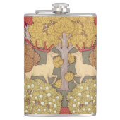 Deer &Tree Squirrel Bird Rowan Berries Art Nouveau Heupfles (Voorkant)