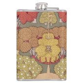 Deer &Tree Squirrel Bird Rowan Berries Art Nouveau Heupfles (Achterkant)