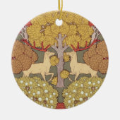 Deer &Tree Squirrel Bird Rowan Berries Art Nouveau Keramisch Ornament (Voorkant)