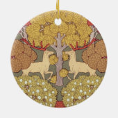 Deer &Tree Squirrel Bird Rowan Berries Art Nouveau Keramisch Ornament (Achterkant)