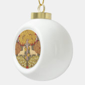 Deer &Tree Squirrel Bird Rowan Berries Art Nouveau Keramische Bal Ornament (Rechts)