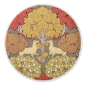 Deer &Tree Squirrel Bird Rowan Berries Art Nouveau Keramische Knop (Voorkant)