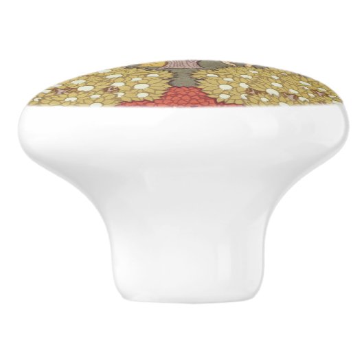 Deer &Tree Squirrel Bird Rowan Berries Art Nouveau Keramische Knop (Zijkant)