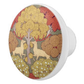 Deer &Tree Squirrel Bird Rowan Berries Art Nouveau Keramische Knop (Rechts)