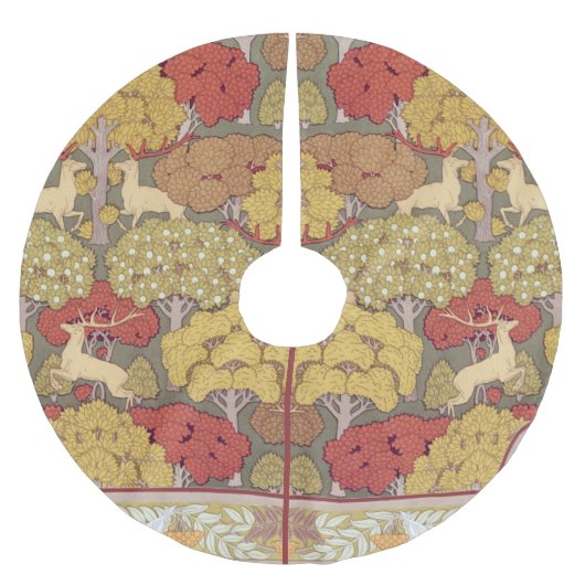 Deer &Tree Squirrel Bird Rowan Berries Art Nouveau Kerstboom Rok (Voorkant)