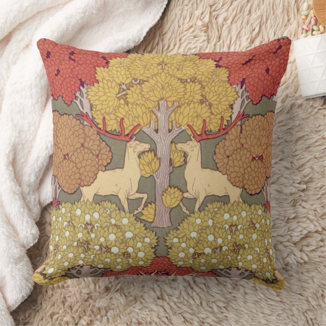 Deer &Tree Squirrel Bird Rowan Berries Art Nouveau Kussen (Deken)