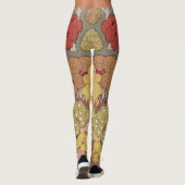 Deer &Tree Squirrel Bird Rowan Berries Art Nouveau Leggings (Achterkant)