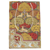 Deer &Tree Squirrel Bird Rowan Berries Art Nouveau Medium Cadeauzakje (Voorkant)