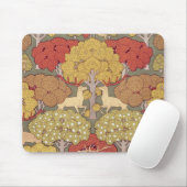 Deer &Tree Squirrel Bird Rowan Berries Art Nouveau Muismat (Met muis)
