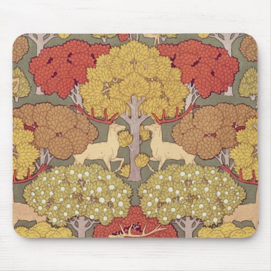 Deer &Tree Squirrel Bird Rowan Berries Art Nouveau Muismat (Voorkant)