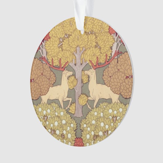 Deer &Tree Squirrel Bird Rowan Berries Art Nouveau Ornament (voorkant)