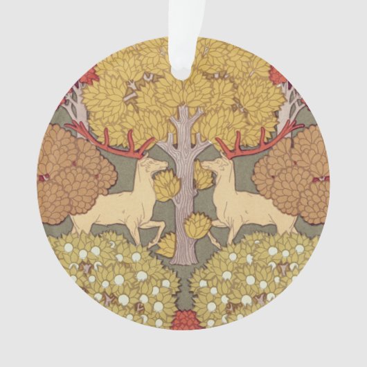 Deer &Tree Squirrel Bird Rowan Berries Art Nouveau Ornament (voorkant)