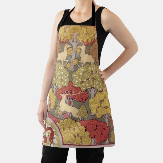 Deer &Tree Squirrel Bird Rowan Berries Art Nouveau Schort (Insitu)