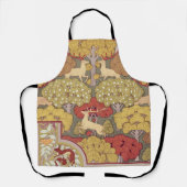 Deer &Tree Squirrel Bird Rowan Berries Art Nouveau Schort (Voorkant)