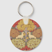 Deer &Tree Squirrel Bird Rowan Berries Art Nouveau Sleutelhanger (Achterkant)