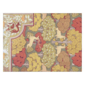 Deer &Tree Squirrel Bird Rowan Berries Art Nouveau Tafelkleed (Voorkant (Horizontaal))