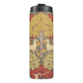 Deer &Tree Squirrel Bird Rowan Berries Art Nouveau Thermosbeker (Voorkant)