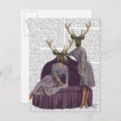Deer Twins in Paars Briefkaart (Voorkant / Achterkant)