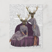 Deer Twins in Paars Briefkaart (Voorkant)