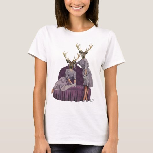 Deer Twins in Paars T-shirt (Voorkant)