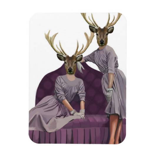Deer Twins in Paarse jurken.jpg Magneet (Verticaal)