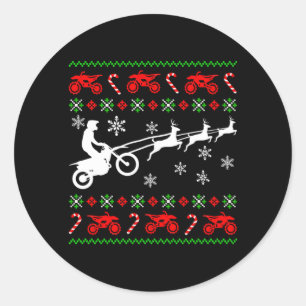 Deer Ugly kerstbiker Motocross Gif Ronde Sticker