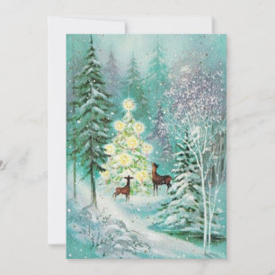 Deer uit in de sneeuw Feestdagenkaart