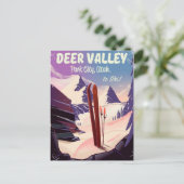 Deer Valley, Park City, Utah, Ski reisposter. Briefkaart (Staand voorkant)