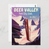 Deer Valley, Park City, Utah, Ski reisposter. Briefkaart (Voorkant / Achterkant)